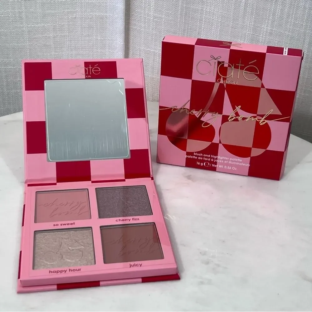 Ciate NIB Cherry Bomb Blush &‎ Highlighter Palette 2 Blush 2 Highlighters